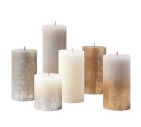 Bolsius - Juego de regalo de velas rústicas - New Sparkle - Caja de 6 velas - Largo tiempo de combustión - Vela para el hogar - Decoración de interiores - Sin perfume - Cera vegana natural