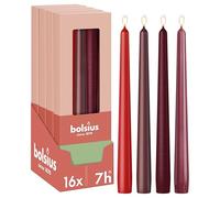 Bolsius - Juego de velas lisas puntiagudas - Rojo - 16 Unidades - Velas decorativas para el hogar - Con cera vegetal natural - Sin aceite de palma