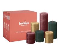Bolsius - Juego de velas rústicas - Jolly - Velas decorativas - 6 velas - Navidad - sin aceite de palma - Contiene cera vegetal natural