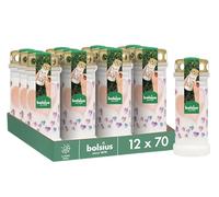 Bolsius - Luz para tumba - Blanco con motivo - 12 unidades - Globos - Duración de la combustión 70 horas - Vela de luto y memorial velas - Quema limpia - Sin aceite de palma