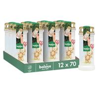 Bolsius - Luz para tumba - blanco con motivo - 12 unidades - oso de peluche - Duración de la combustión 70 horas - vela de luto y velas conmemorativas - combustión limpia - sin aceite de palma