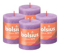 BOLSIUS - Luz rústica - Púrpura - 8 cm - 4 piezas - Cera vegetal