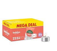 Bolsius - Paquete grande de velas de té - 225 unidades - 8 horas de combustión - Blanco - Contiene cera vegetal natural - Duración de combustión - Velas decorativas para el hogar - Sin aceite de palma