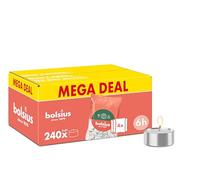 Bolsius - Paquete grande de velas de té - 240 unidades - 6 horas de combustión - Blanco - Contiene cera vegetal natural - Duración de combustión - Velas decorativas para el hogar - Sin aceite de palma