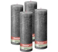 Bolsius - Rustik Vela Pilar XXL - Antracita - Juego de 4 velas para el hogar - 200 horas - Sin perfume - Cera vegana natural - Sin aceite de palma - 30 x 10