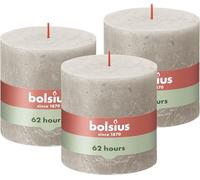 Bolsius - Rustik Vela XXL - Gris - 3 unidades - 10 x 10 cm - Velas decorativas para el hogar - Duración de combustión 62 horas - sin perfumar - Cera vegetal natural - Sin aceite de palma
