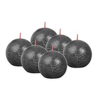 Bolsius - Rustik - Velas Anthracite - 6 unidades - 7,6 cm de diámetro - duración de combustión: 25 horas - sin perfume - cera vegetal natural - sin aceite de palma
