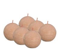 Bolsius - Rustik - Velas Rosa - 6 unidades - diámetro de 7,6 cm - duración de combustión: 25 horas - sin perfume - cera vegetal natural - sin aceite de palma