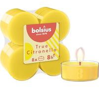 Bolsius True Citronella - Velas perfumadas Maxi - Citronela - 8 Unidades - Tiempo de Combustión 8 horas - Velas para Exteriores - Cera Vegetal Natural - Con Extractos Naturales - Sin Aceite de Palma