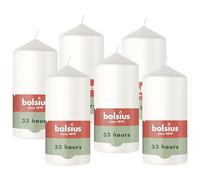Bolsius - Vela cilíndrica lisa - Blanco - 12 cm - 6 unidades - Velas decorativas - Contiene cera natural de origen vegetal - sin aceite de palma.