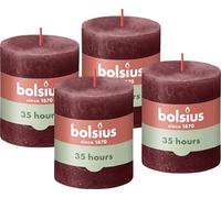 Bolsius Vela de pilar rústica, color rojo oscuro, 8 x 7 cm (paquete de 4)