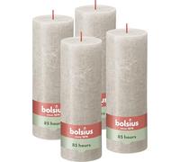 BOLSIUS - Vela de pilar rústica - Gris claro - 19 cm - Pack de 4