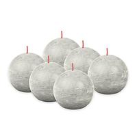 Bolsius - Vela esférica rústica - gris claro - Diámetro 7,6 cm - 6 unidades - sin perfume - sin aceite de palma