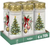 Bolsius - Vela Funeraria - n.º 6 + tapa - Navidad - Pack de 6 - Duración de combustión 70 horas - Contiene Cera Vegetal Natural - Sin Aceite de Palma