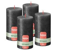 Bolsius - Vela rústica - antracita - metálico - 13 cm - 4 unidades - velas decorativas - contienen cera vegetal natural - sin aceite de palma
