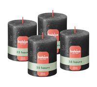 Bolsius - Vela rústica - antracita - metálico - 8 cm - 4 unidades - velas decorativas - contienen cera vegetal natural - sin aceite de palma