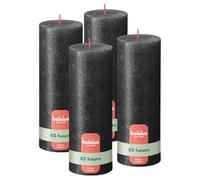 Bolsius - Vela rústica - antracita - metalizada - 19 cm - 4 unidades - velas decorativas - contienen cera vegetal natural - sin aceite de palma
