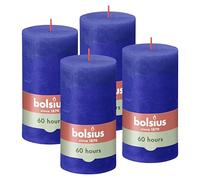Bolsius - Vela rústica - Azul - 13 cm - 4 unidades - Velas decorativas - Sin aceite de palma - Con cera vegetal natural