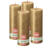 Bolsius - Vela rústica brillante de pilar - Oro - 19 cm - Paquete de 4 - No gotea - Velas perfumadas - 85 horas