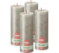 Bolsius - Vela Rústica de Pilar - Champán Brillante - 4 Unidades - 19 x 7cm - Duración de Combustión: 85 horas - Sin Perfume - Cera Vegana Natural - Sin Aceite de Palma