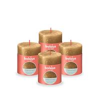 Bolsius Vela rústica de pilar, color dorado brillante, paquete de 4, larga duración de combustión de 35 horas, vela para el hogar, decoración de interiores, sin perfume, incluye cera vegana natural,