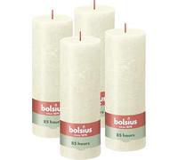 Bolsius Vela rústica en forma de pilar, color crema, 4 unidades, larga duración de combustión de 85 horas, vela doméstica, decoración de interiores, sin perfume, cera vegana natural, sin aceite de