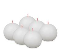 Bolsius - Vela rústica esférica - Color blanco - Juego de 6 velas decorativas - Longitud de la combustión 25 horas - sin perfume - Cera vegetal natural - Sin aceite de palma - diámetro 7,6 cm