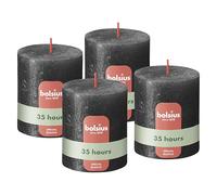 Bolsius - Vela rústica especial - antracita - 8 cm - 4 unidades - velas decorativas - contienen cera vegetal natural - sin aceite de palma