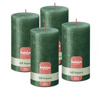 Bolsius - Vela rústica especial - verde - 13 cm - 4 unidades - velas decorativas - contienen cera vegetal natural - sin aceite de palma