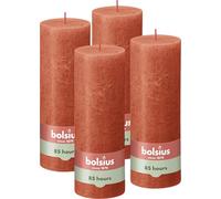 Bolsius - Vela rústica pilar (19 x 7 cm, 4 piezas, duración de combustión de 85 horas, sin perfume, cera vegetal natural, sin aceite de palma