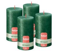 Bolsius - Vela rústica - verde - metálico - 13 cm - 4 unidades - velas decorativas - contienen cera vegetal natural - sin aceite de palma