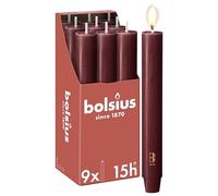 Bolsius - Vela XL rústica - 23 x 3 cm - Rojo burdeos - En caja de 9 unidades - Duración de combustión 15 horas - Sin perfume - Contiene cera vegetal natural - Sin aceite de palma