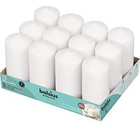 Bolsius Velas básicas para decoración, Cera, Color Blanco, tamaño Individual de 11,8 cm de Altura y 5,8 cm de diámetro, 12 Unidades