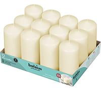 Bolsius Velas básicas para decoración, Cera, Marfil, tamaño de Cera Individual: 11,8 cm de Altura y 5,8 cm de diámetro, 12 Unidades