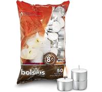 Bolsius -Velas, Cera parafina, Color blanco, de 8 Horas, 7x18x32 cm, Paquete de 50