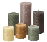 Bolsius Velas Cilíndricas Rústicas - Set de Regalo de 6 - Nature - Velas Decorativas para el Hogar - Larga Duración - Sin Aroma - Incluye Cera Natural de Origen Vegetal - Sin Aceite de Palma