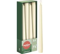 Bolsius - Velas cónicas - Color marfil - 8 unidades- Velas decorativas para el hogar - Tiempo de combustión de 7 horas - Sin perfume - Cera vegana natural - Sin aceite de palma