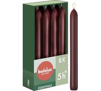 Bolsius - Velas cónicas - color rojo oscuro - 8 unidades - 17 cm - larga duración de combustión de 5 horas - sin perfume - cera vegana natural - sin goteo - sin aceite de palma