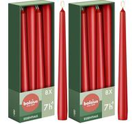 Bolsius - Velas cónicas - Color rojo - Velas decorativas para el hogar - Tiempo de combustión de 7 horas - Sin perfume - Cera vegana natural - Sin aceite de palma (Paquete de 2)