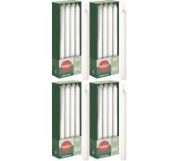 Bolsius - Velas cónicas para cena - Color blanco - 8 unidades - 23 x 2 cm - Larga duración de combustión de 8 horas - sin perfume - cera natural vegana - sin goteo - sin aceite de palma (Paquete de 4)