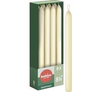 Bolsius - Velas cónicas para cena - Marfil - Paquete de 8-23 cm - Larga duración de combustión de 8 horas - Sin perfume - Incluye cera natural vegana - Sin aceite de palma