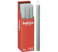 Bolsius - Velas cónicas para cenas - verde - paquete de 9 - duración de combustión de 13 horas - vela para el hogar - sin perfume - cera natural vegana - 27 x 2,3 cm