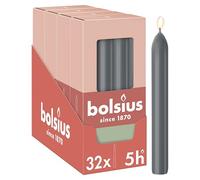 Bolsius - Velas de cena lisas - 17 cm - 32 piezas - Antracita - Gris Oscuro - Velas decorativas - sin aceite de palma