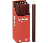 Bolsius - Velas de cena - rojo oscuro - paquete de 16 - combustión de 13 horas - vela para el hogar - decoración de interiores - sin perfume - cera natural vegana - 27 x 2,3