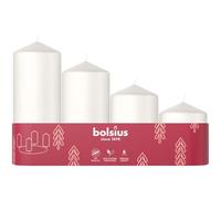 Bolsius - Velas de Pilar Lisas - Juego de 4 - Blanco - Varios Tamaños 12-10-8-6 cm - Ø48mm - Velas Decorativas - Largo Tiempo de Combustión - Sin Perfume - Con Cera Vegetal Natural