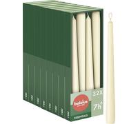 Bolsius - Velas de punta lisa - Marfil - 32 unidades en caja - Velas decorativas - Tiempo de combustión 7 horas - Sin perfume - Contiene cera natural para plantas - Sin aceite de palma