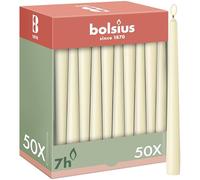 Bolsius Velas de punta lisa - marfil - 50 unidades - 24,5 cm - Velas decorativas para el hogar - Tiempo de combustión 7 horas - Sin perfume - Contiene cera vegetal natural - Sin aceite de palma