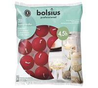 Bolsius Velas flotantes - Rojo - 20 unidades - Diámetro 45 mm - Duración de combustión 4,5 horas - Cera Praffin- Sin aceite de palma - Velas decorativas para el hogar