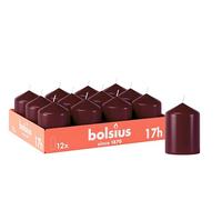 Bolsius - Velas lisas - Burdeos - 12 unidades - 8 x 6 cm - Velas decorativas para el hogar - Tiempo de combustión 17 horas - Sin perfume - Contiene cera vegetal natural - Sin aceite de palma