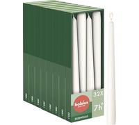 Bolsius - Velas lisas de punta blanca - 32 unidades en caja de cartón - Velas decorativas para el hogar - Duración de combustión de 7 horas - Sin perfume Contiene protección vegetal natural